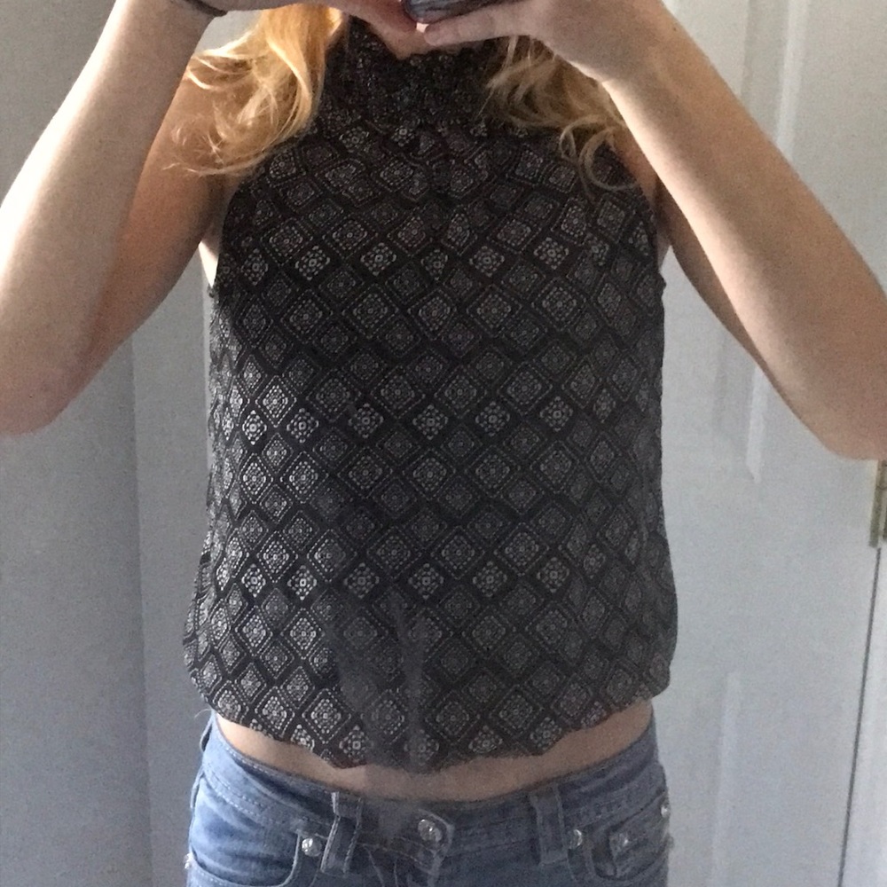 Black and white halter/ crop top